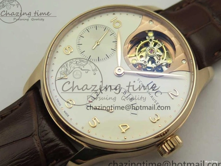 MIROTIME 0217 Portuguese Tourbillon IW5046 RG ZF Best Edition White Dial on Brown Leather Strap UrbanStyle 7144